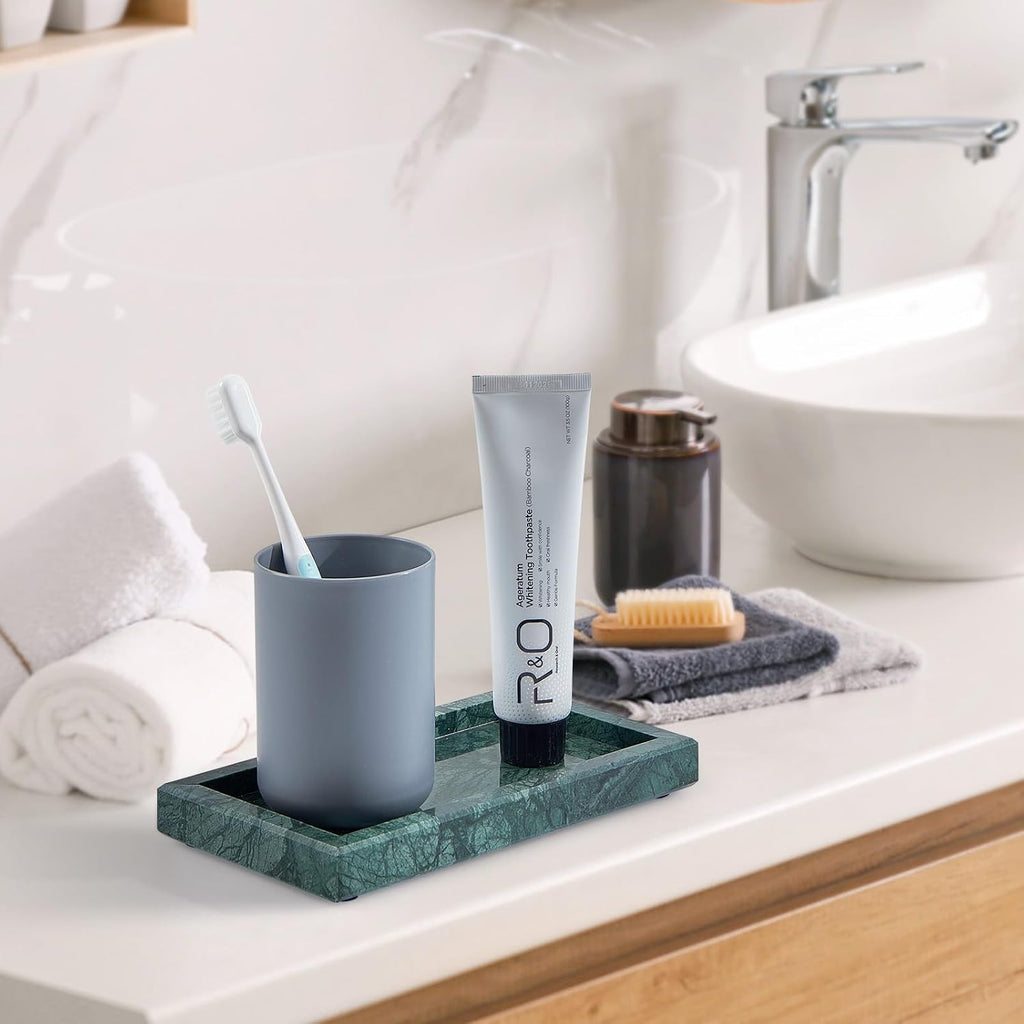 Natural Small Marble Vanity Tray, Luxury Stone Organizer for Bathroom