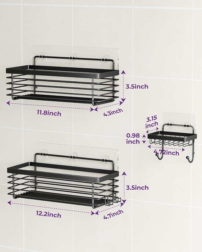 ODesign Shower Caddy 3 Pack SUS304 Stainless Steel-No Drilling-Shower Bathroom - Image 7