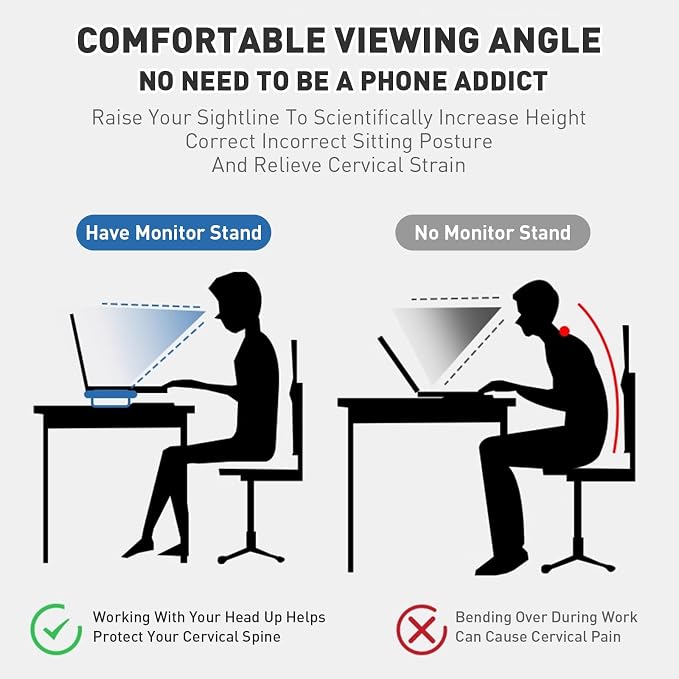 Dual Monitor Stand Riser, 47Inch Solid Wood Desktop Organizer - Image 5