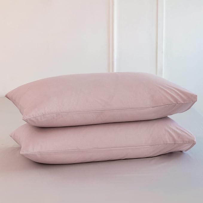 MooMee Bedding Pillowcases Pack of 2 100% Washed Cotton Linen Like Textured by MOOMEE
