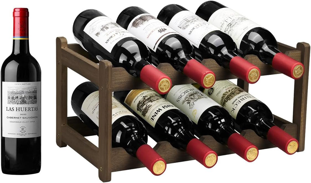 Wine Rack 8 Bottle 2-Tier Eco-Friendly Bamboo Wine Storage