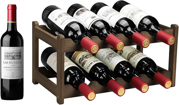 Wine Rack 8 Bottle 2-Tier Eco-Friendly Bamboo Wine Storage Easy-Assembly - Image 2