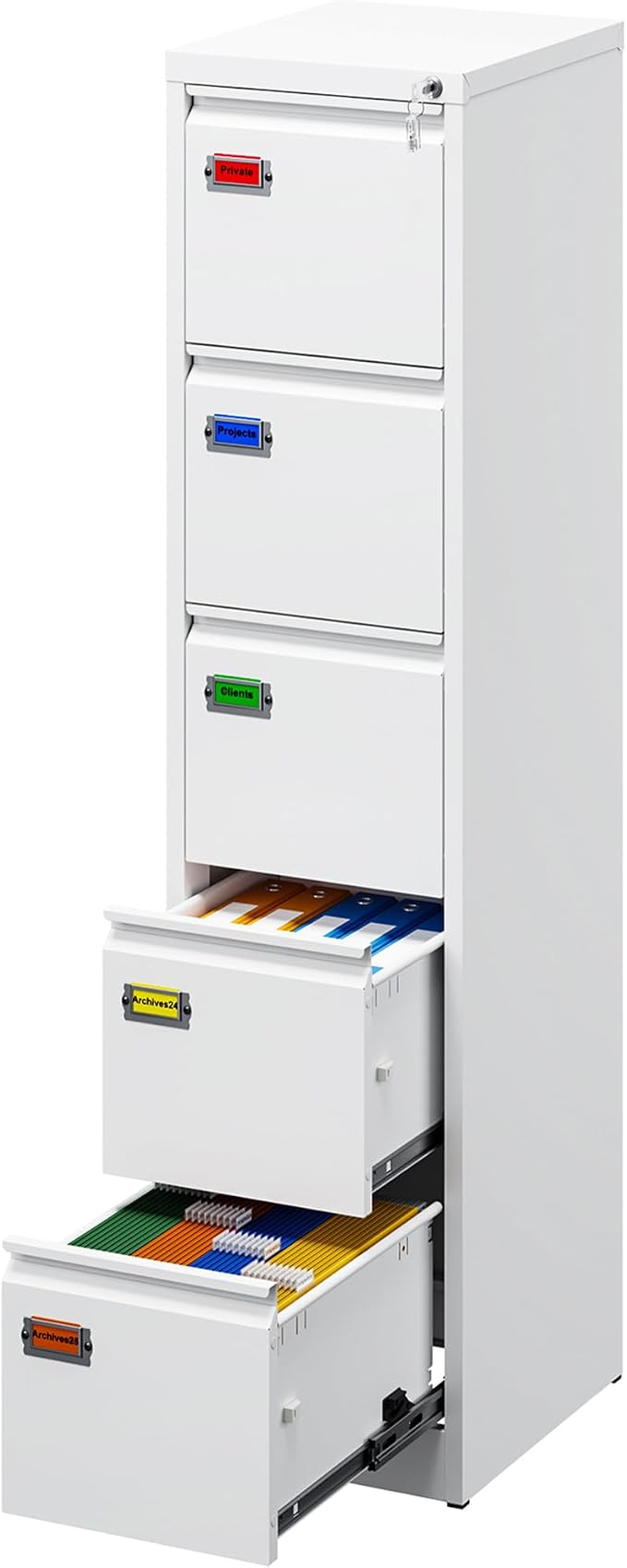 5-Drawer File Cabinet, 16.3" Deep Vertical Metal Filing Cabinet by PEUKC