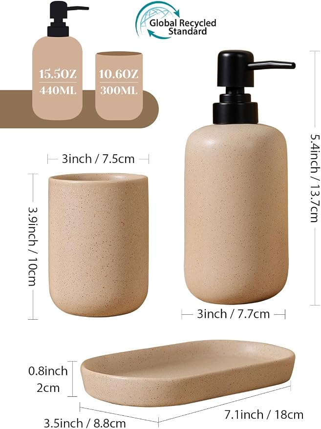 INGOFIN 3 Pcs Ceramic Bathroom Accessory Set - Image 2