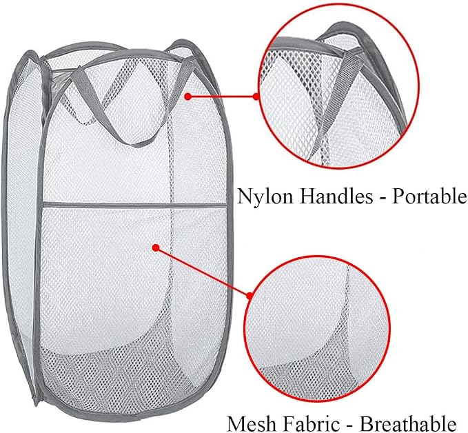 Larpur Popup Mesh Laundry Basket, Collapsible Laundry Hamper Portable Clothes - Image 8