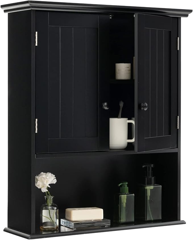 Tangkula Wall Mount Bathroom Cabinet Wooden Medicine Cabinet Storage Organizer by TANGKULA