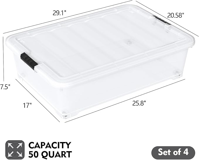 50 Quart Rolling Under Bed Storage Containers - Image 2