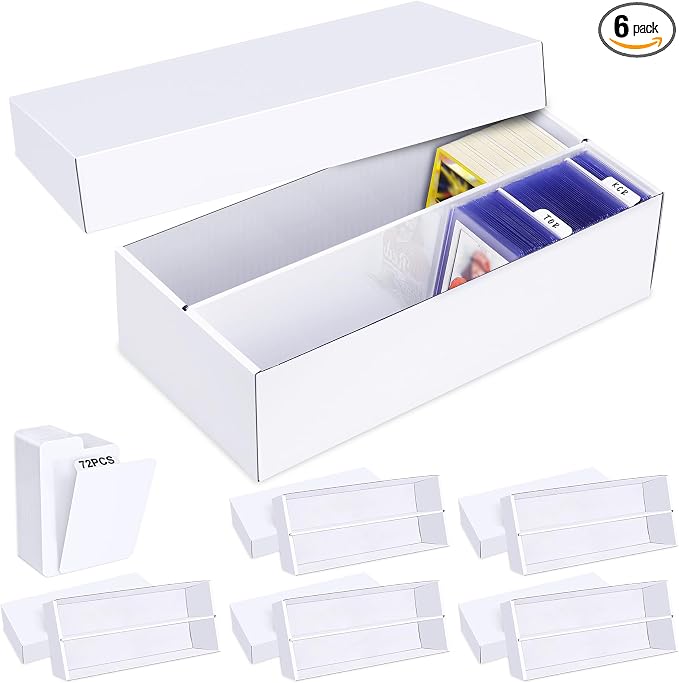 Trading Card Storage Box 6 Pack–1600 Count Cardboard Organizer by Leyzan