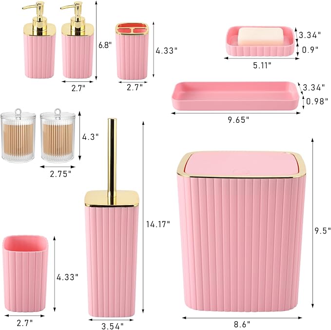 Pink Bathroom Accessories Set - Image 3
