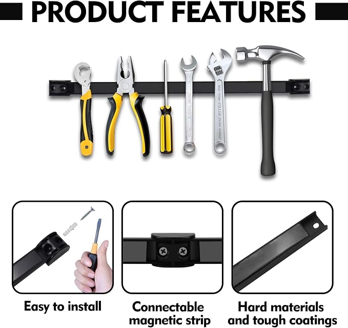 16" Magnetic Tool Holder, 10 Packs Magnetic Storage Strips Magnet Bar PVC Coated - Image 4