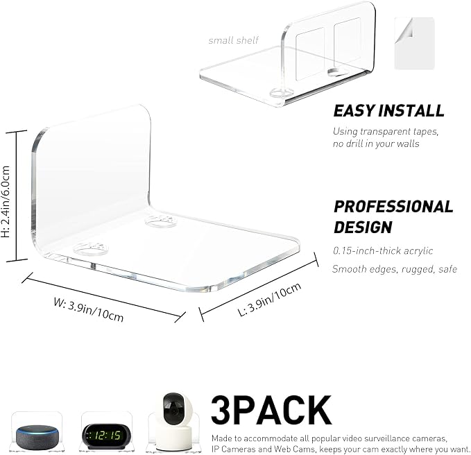 OAPRIRE Acrylic Floating Wall Shelves Set of 3 - Image 3