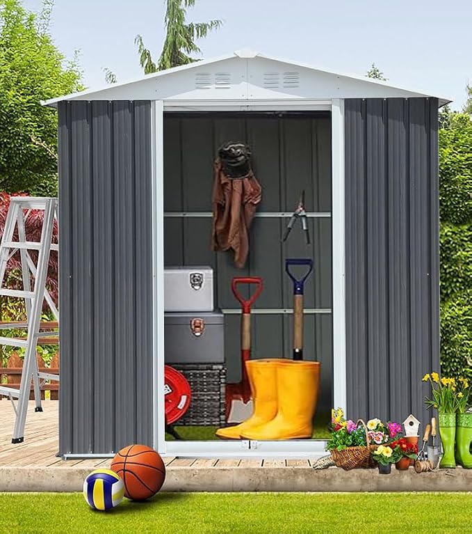 Outdoor Sheds 5FT x 3FT Outdoor Storage, Metal Anti-Corrosion Utility Tool House - Image 2