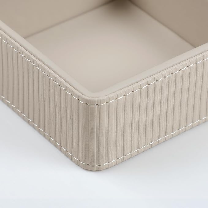 PU Leather Valet Tray, Decorative Trinket Vanity Desk Drawer Organizer Tray - Image 4