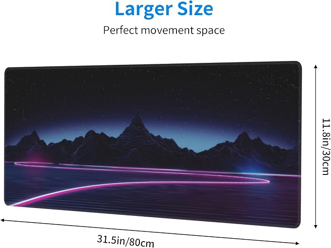 Neon Star Mountains Large Mouse Pad, Gaming Desk Mat, XL Keyboard Desk Pad Mat - Image 3