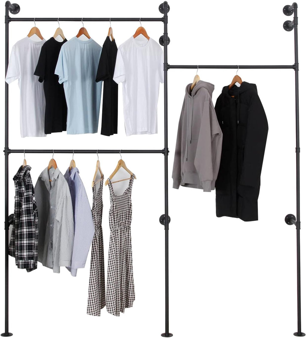 Wall Mounted Industrial Pipe Clothing Rack Garment Racks Pipeline