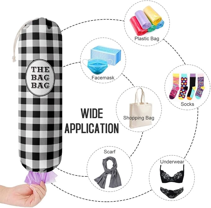 Black White Buffalo Check Plaid Grocery Bags Holder Organizer - Image 4
