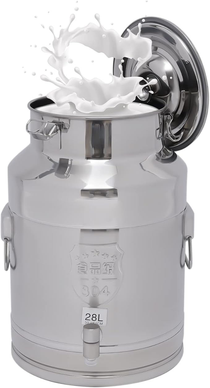 7.4Gallon Milk Can, Milk Bucket Wine Oil Rice Pail Bucket Milk Can 304 by DONSU