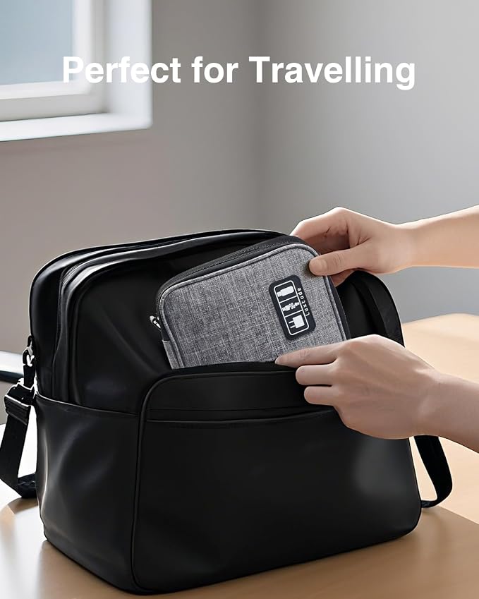 Luxtude Double Layer Cord Organizer Bag, Portable Cable Storage Case, Flat - Image 7