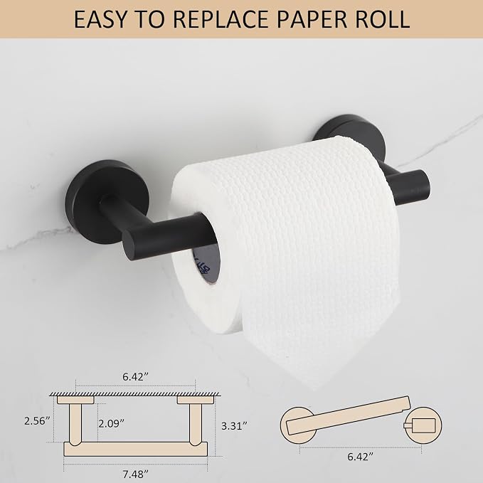 BGL Toilet Paper Holder Black Wall Mount, Bathroom Toilet Paper Holder Matte - Image 4