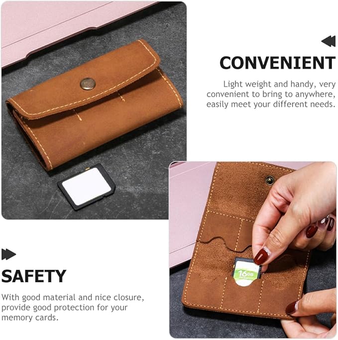DOITOOL 2pcs Retro PU Memory Card Case Holder Organizer Secure Snap Closure - Image 8