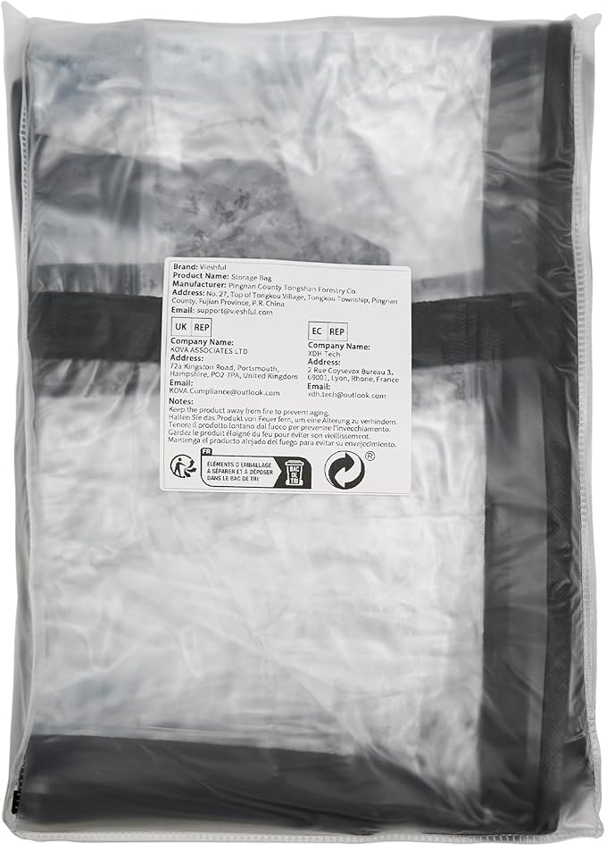 Vieshful 3 Pack 40L+60L+90L Clear Clothes Storage Bag, Zippered Closet Organizer - Image 7