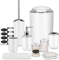 White Bathroom Set, 9 Piece Bathroom Accessories Set, Soap Dispenser, by IMAVO