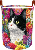 Laundry Baskets 15.7x19.7 Inch Large Cat Floral Garden Design Collapsible by Wdesyadms