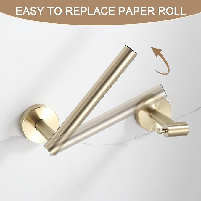 BGL Toilet Paper Holder Brushed Gold Wall Mount, Bathroom Toilet Paper Holder - Image 2