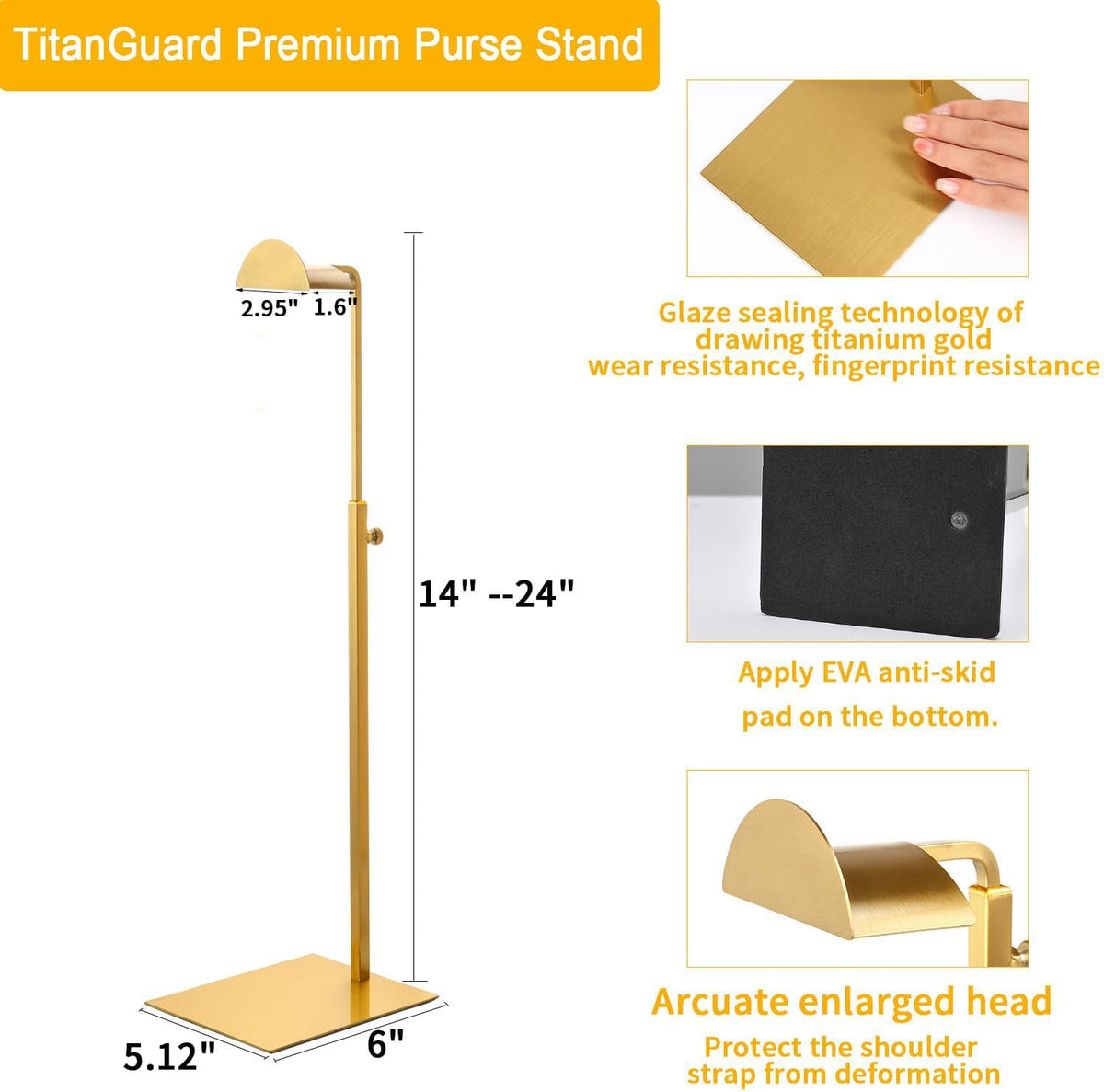 Purse Display Stands, 3 Pack Gold Purse Display Rack Stainless Steel