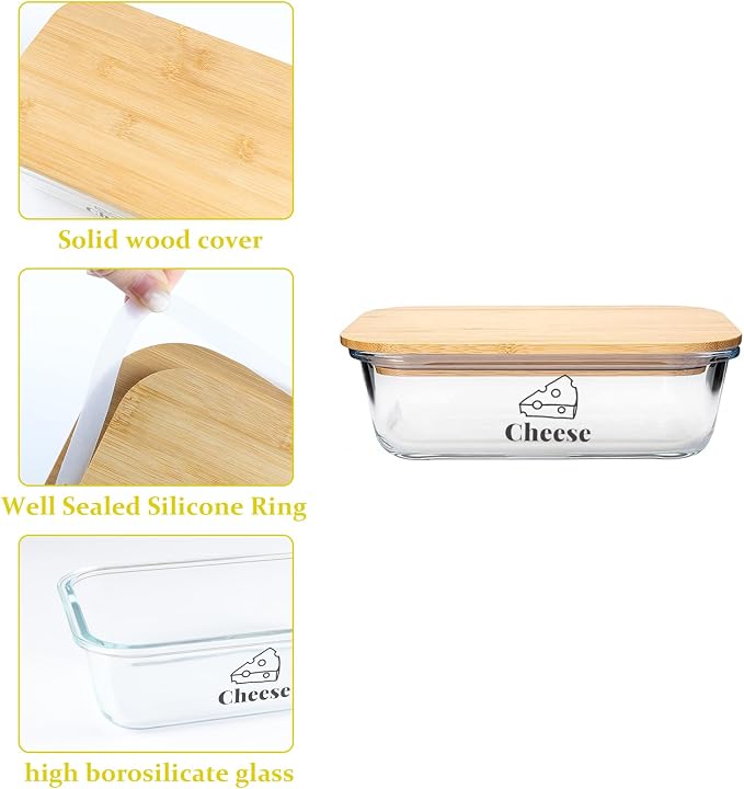 Cheese Container for Refrigerator, Glass cheese slice holder - Image 2
