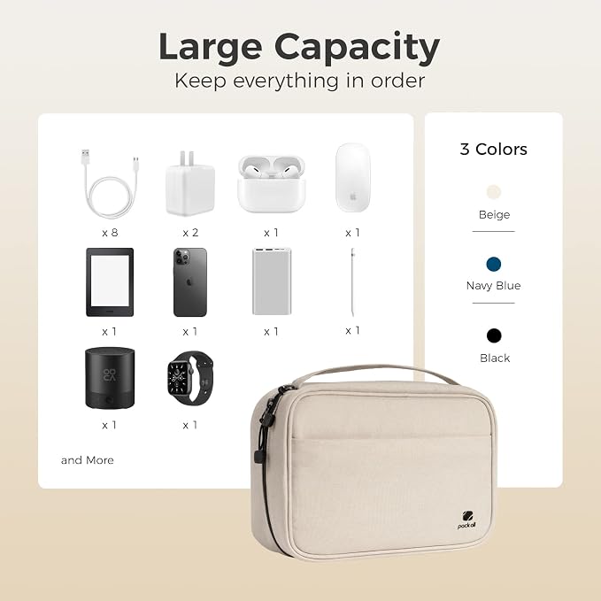 pack all Electronic Organizer Plus, Larger Capcity Cable Organizer Bag - Image 9