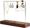 GemeShou Walnut Earring holder for selling, Brass earring stands and displays by GemeShou