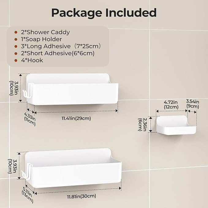 Orimade Shower Caddy 3-Pack, No-Drill Adhesive Shelves - Image 8