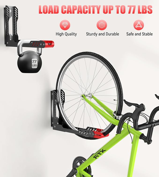 Swivel Bike Wall Mount, Space Saving Bike Rack Garage, No Heavy Lifting - Image 4