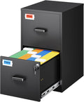 2 Drawer File Cabinet with Lock, 25.4" High Vertical Filing Cabinet, 17.7" Deep by PEUKC