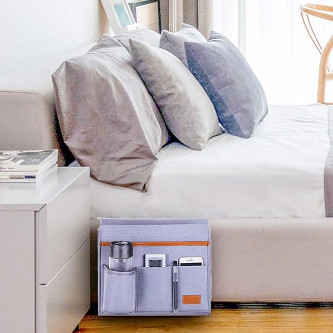 Bringsine Bedside Caddy, Felt Bed Storage Organizer Hanging Bag Holder - Image 6