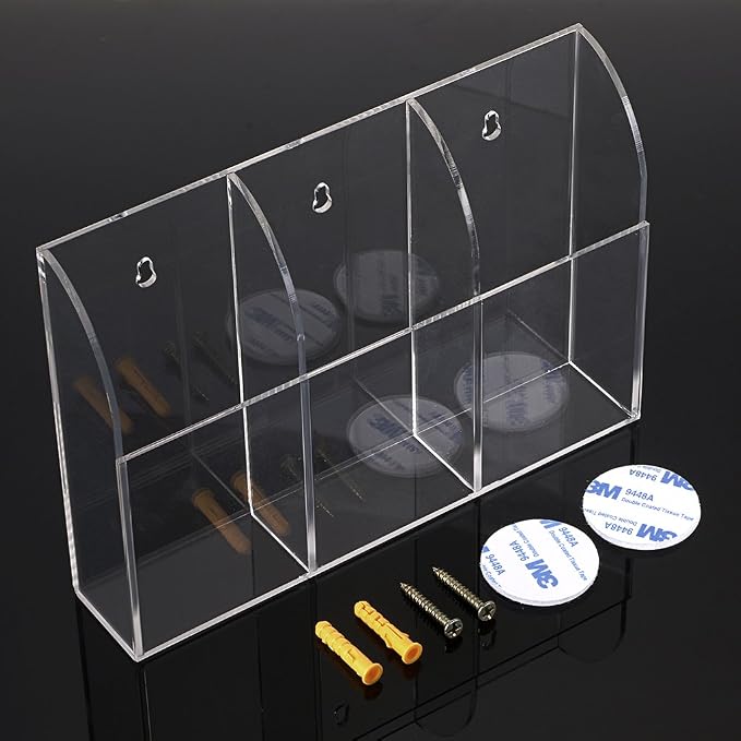 Hipiwe Wall Mount Remote Control Holder Clear Acrylic Media Organizer Storage - Image 2