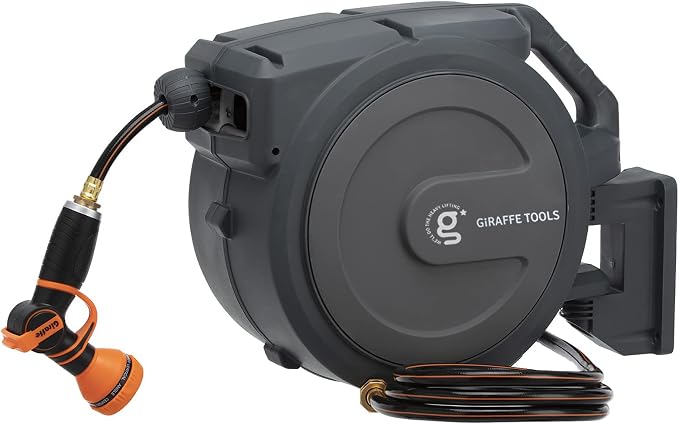 Giraffe Tools Hose Reel 1/2‘’ 78 ft, Heavy Duty Retractable Garden Hose Reel by GiraffeTools
