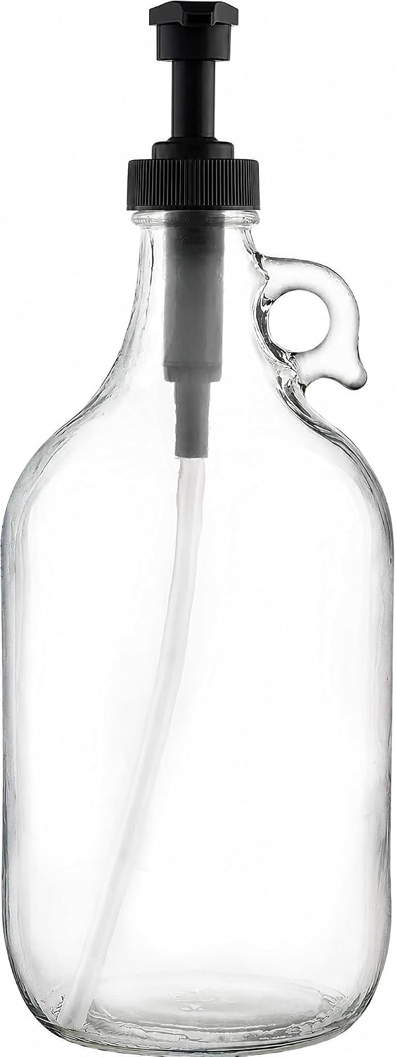 kitchentoolz Glass Laundry Detergent Dispenser with Black Pump, 64 oz