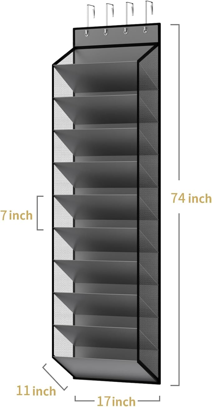 KEEPJOY 10 Tiers Mesh Over Door Shoe Organizer Storage, Hanging Shoe Holder - Image 3