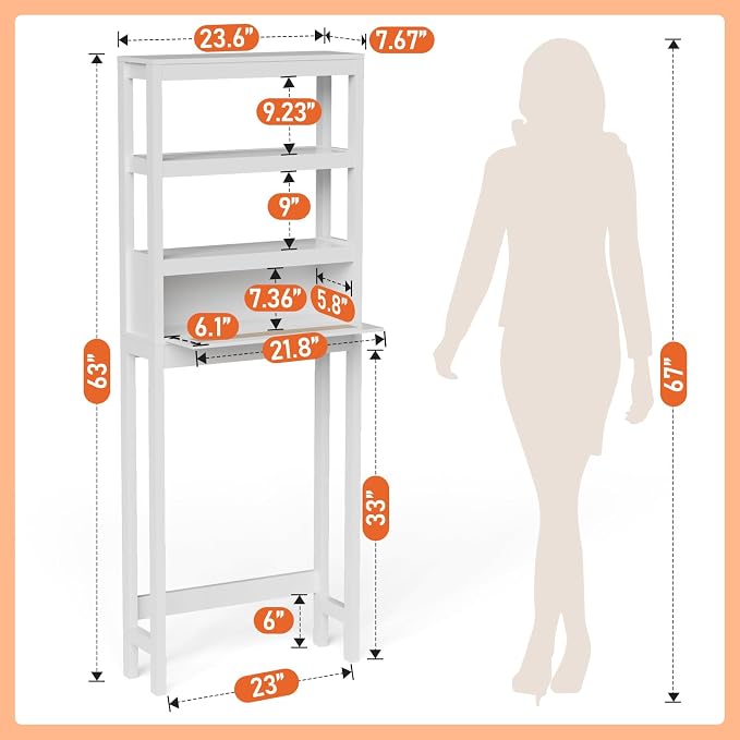 Over The Toilet Storage Cabinet, 3-Tier Bathroom Organizer - Image 2