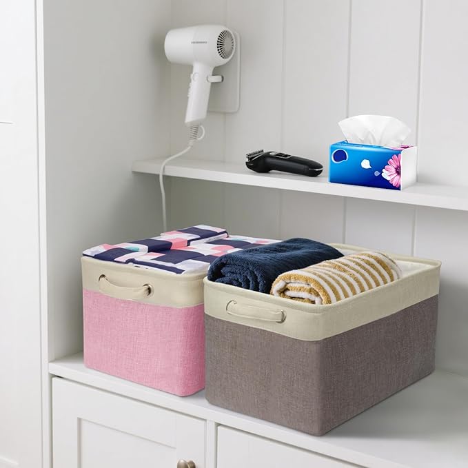 BALEINE Fabric Storage Bins for Shelves, Linen Storage Baskets for Organizing - Image 8