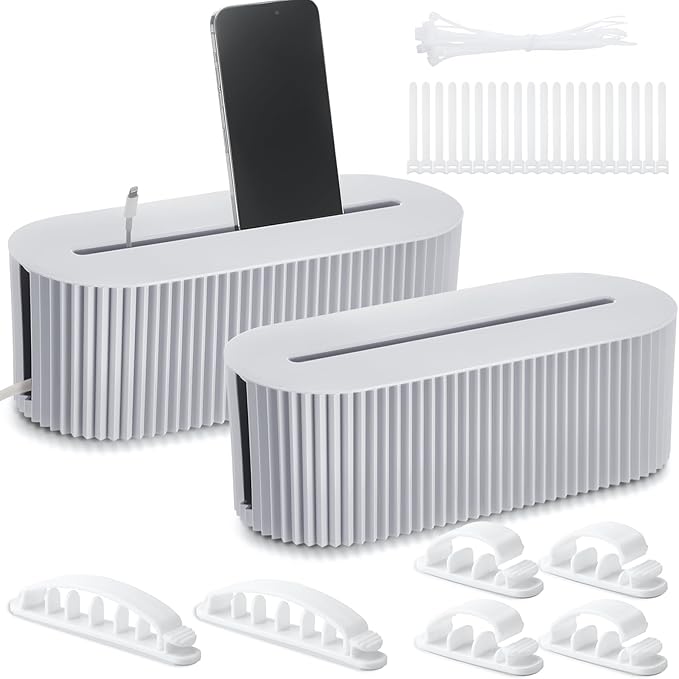 Marsui 2 Pcs Gray Cable Management Organizer Box by Marsui