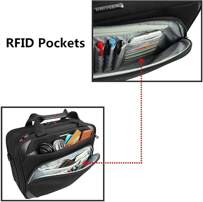 KROSER Laptop Bag 15.6 Inch Briefcase Messenger Bag Water Repellent Computer - Image 5