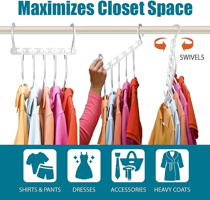 Wonder Hanger Max 10-Pack Space Saving Hangers, Reinforced Hooks Swivels 360° - Image 3