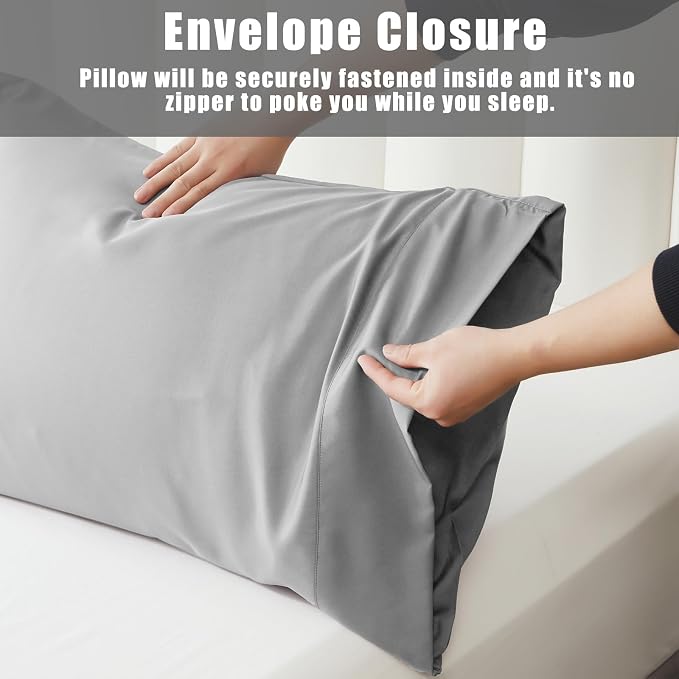 TELUS Pillow Cases Standard Size 2 Pack, Bamboo Rayon Cooling Pillowcases - Image 5