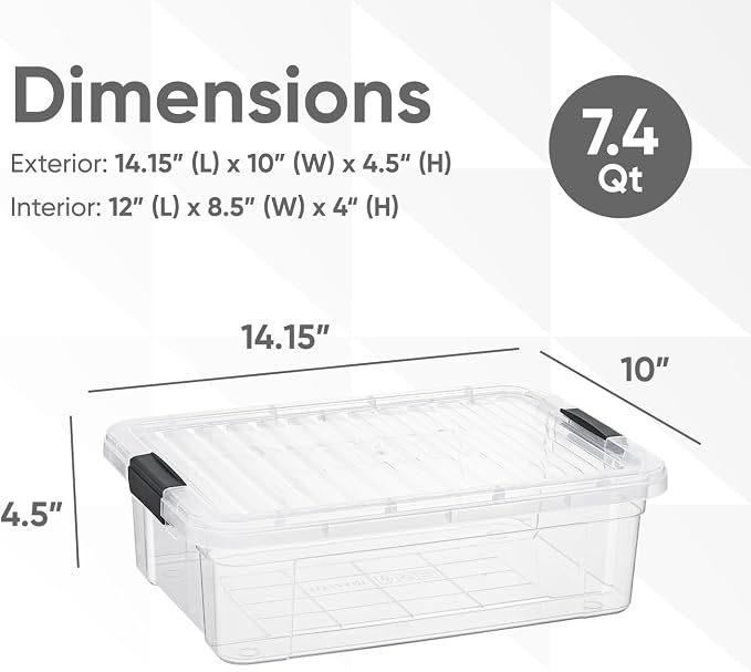 Superio 7.4 Quart Clear Plastic Storage Bin - Image 2