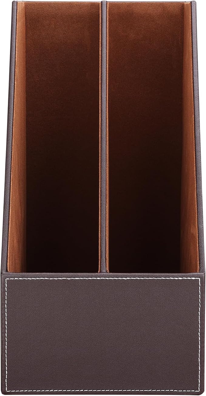 KINGFOM Wooden Leatherette Desktop File Folder Organizer and Document File - Image 4