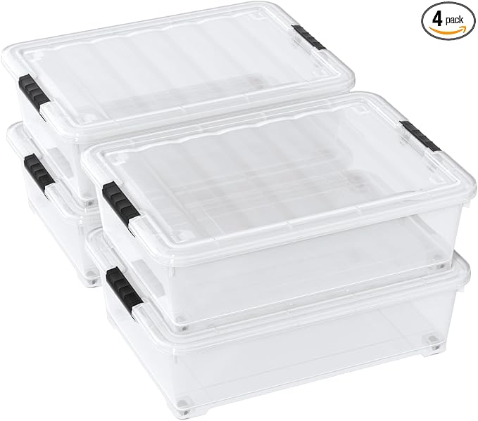 4-Pack 25 L Plastic Under Bed Storage by Esdiplot