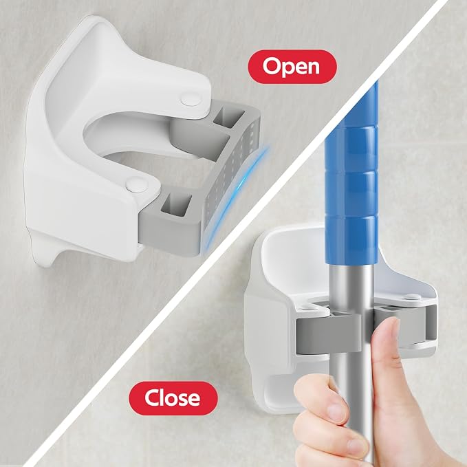 reliahom 10 Pack Broom Holder Wall Mount Mop Grippers No Drilling Self Adhesive - Image 2